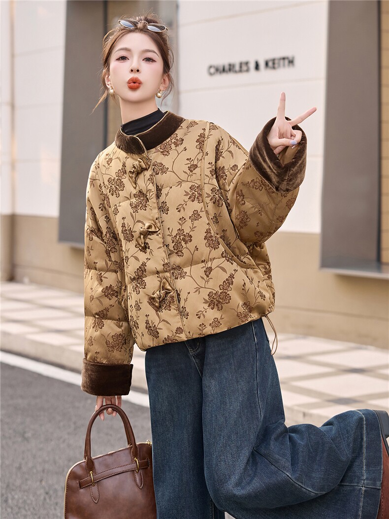 现货主推2025年冬季新款國风羽绒服外套女,女装羽绒服,曼娅璐