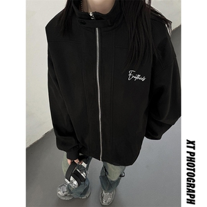 主推 中性风美式复古麂皮绒立领潮牌夹克外套上衣男女 G1093 P88图片