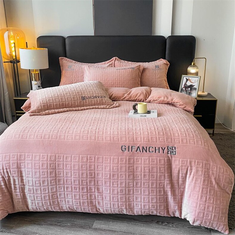 新款梵希230克云芙绒剪花加绣花四件套，床品套件，一起卖家纺