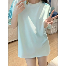 抖音得物品质二开240克宽松纯棉美式潮牌印花三条杠中性风短袖T恤，男装T恤，电商A486