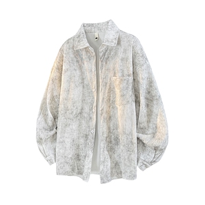 衬衫男秋季新款港风宽松大码扎染肌理感长袖衬衣CS7012-P38图片