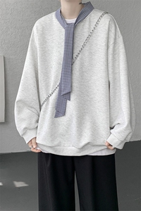 现货WY10145-特P48加绒P55  秋冬设计感宽松大码卫衣男上衣外套图片