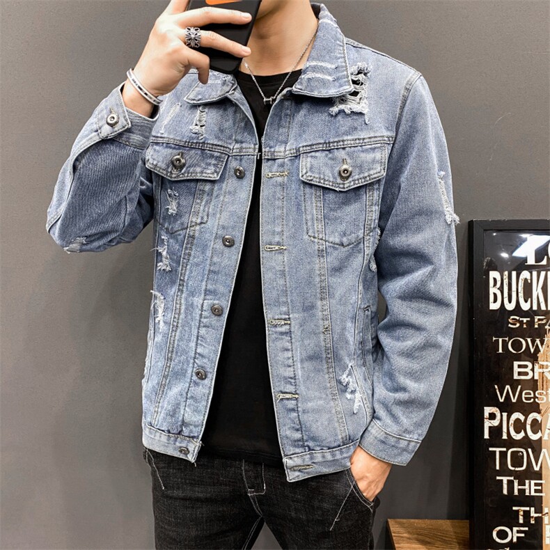 秋季牛仔外套男春秋韩版潮流新款秋装男生男士夹克上衣服8153-P60图片