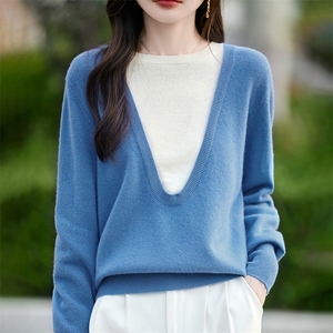 2025百搭时尚简约假两件羊毛衫图片