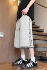 夏季新款潮牌针织休闲短裤男新风宽松七分中裤908特P45控78，男装牛仔裤，电商C305A