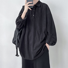 秋装新款男装宽松休闲套头长袖POLO衫D321-1-DM300-P55，男装Polo衫，电商D321-1