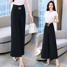 韩版时尚高腰显瘦阔腿裤女夏季新款休闲百搭气质长裤，女装休闲裤，时尚俏佳人