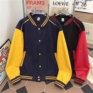 日系潮流文艺慵懒流行ins龙凤尼拼皮毛巾绣棒球服百搭W6810-P62图片