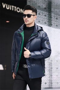 新款防水90绒黑金羽绒服外套男士秋冬季时尚休闲拆卸帽羽绒服大衣图片