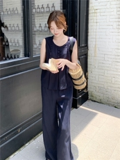 现货210-3273-P165-K218新款法式宽松马甲上衣配阔腿裤2025年夏季，女装套装/套裙，浙宝210（原浙宝191）