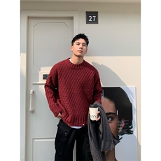 JY444-P46美式复古休闲慵懒风V领针织衫男纯色外套，男装针织衫/毛衣，星座1501-3