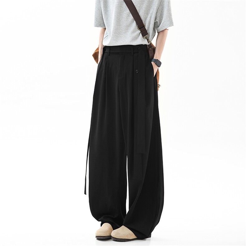 无影墙美式飘带夏季冰丝裤子男垂感阔腿弯刀西裤-A2065TP45控68，男装西裤，电商B241