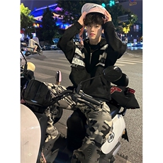 现货DA253-批60欧美式街头字母贴布麂皮连帽卫衣男女秋冬，男装卫衣，星座603-2