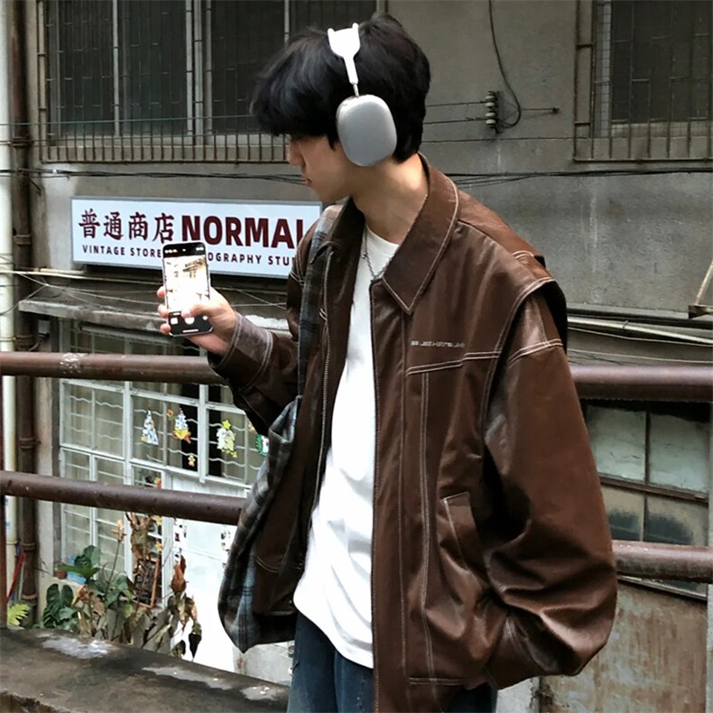 现货不缺货潮流男生假两件皮衣外套1209-1-JK17-P108（网图），男装皮衣，星座1209-1