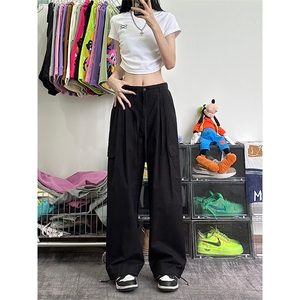 美式高街阔腿裤多口袋工装裤百搭宽松休闲裤女XZ211-1-K2338-P60图片