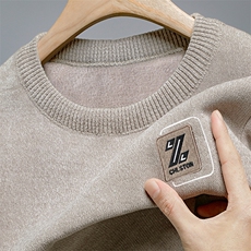 加绒加厚保暖一体绒圆领毛衣男宽松青年纯色套头中领针织雪尼尔，男装针织衫/毛衣，星座1013