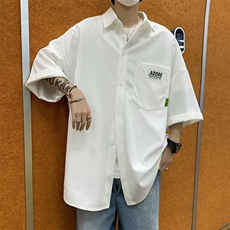 短袖衬衫男2024夏季港风日系潮流宽松休闲五分袖衬衣潮牌外套，男装衬衫，星座716-3