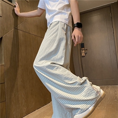 抖音品质春季新款潮流格子宽松休闲冰丝裤B315-K25636-特p40控78，男装休闲裤，电商B315
