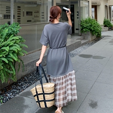 夏季针织拼接连衣裙女宽松大码，女装连衣裙，浙宝069