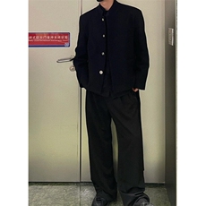 高级感痞帅新中式中山装西服男装春款休闲立领短款西装外套ins潮，男装西服，星座601-1