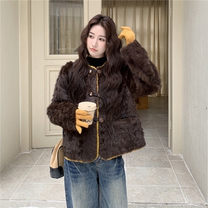 高级感小香风短款毛毛外套女2025秋冬皮毛一体小个子加厚保暖上衣图片