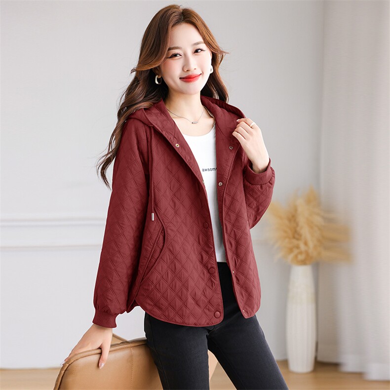 夹棉短外套女连帽春秋款实用百搭外套，女装短外套，芙芮