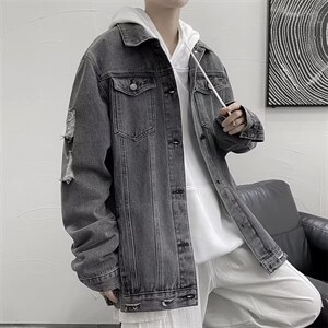 男秋季外套潮牌街头牛仔夹克W318P55图片