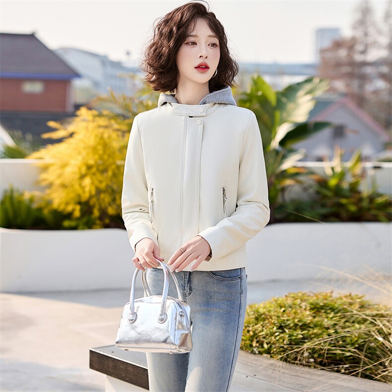 独特超好看蛋白皮衣外套女短款2025春装新款今年流行爆款夹克上衣,女装皮衣,魅丽静蓝