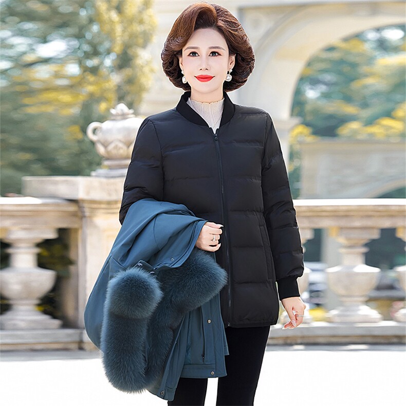 真狐狸毛领中老年羽绒服女活里活面可拆卸妈妈冬装加厚奶奶外套,男装羽绒服,电商B212（原钱塘6029）