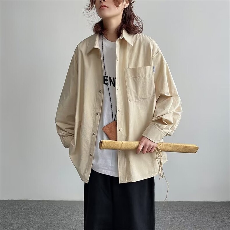 日系长袖衬衫男士港风潮流百搭文艺帅气2024夏季ins外套CY550-P35,男装衬衫,星座412-3