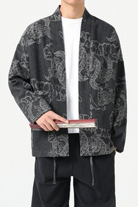 春夏 日系复古道袍休闲宽松新中式汉服开衫长袖外套潮 H335/P110图片