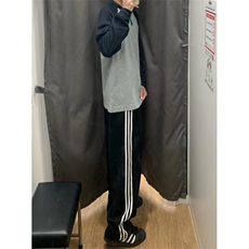 【有货】三条杠裤子男夏季直筒休闲美式高街条纹运动裤WK01CC-P48，女装休闲裤，星座1007（原301D）