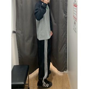 【有货】三条杠裤子男夏季直筒休闲美式高街条纹运动裤WK01CC-P48图片