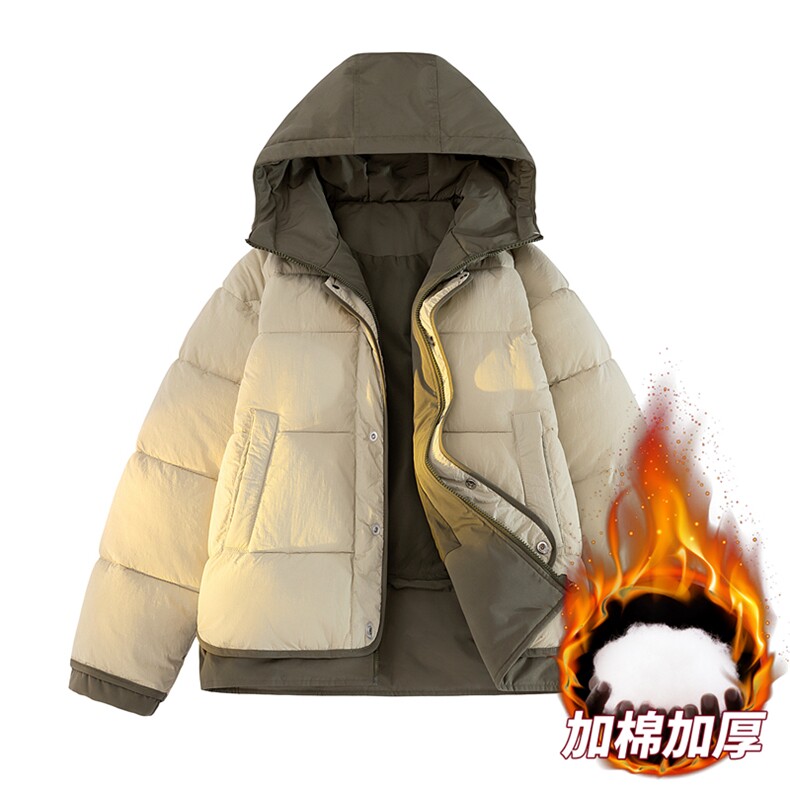 白底冬季加绒加厚假两件连帽男士防水保暖棉服A406MY8829P108,男装棉衣,星座309（原A406）