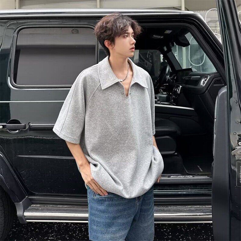 韩式cleanfit短袖T恤男款夏季重磅宽松街头风小众polo衫休闲上衣,男装Polo衫,星座1002-2