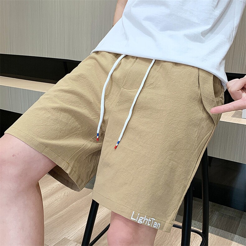 夏季棉麻刺绣短裤男休闲百搭五分裤纯棉沙滩裤XZ310B-3-DK833-P25,男装牛仔裤,星座310B-3