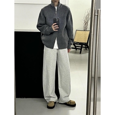 网图宽松针织衫外套男秋冬新款正肩高领拉链开衫毛衣-A2323TP65，男装针织衫/毛衣，电商B241