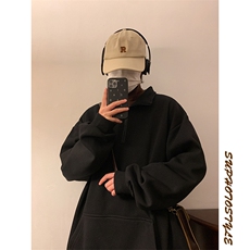 703-W302-P65冬季华棉基础款复合银狐绒纯色加厚立领卫衣M-5XL，男装卫衣，星座703