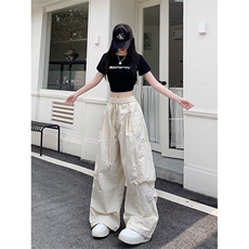 美式速干工装裤女2025夏季新款薄款灰色高腰显瘦阔腿登山休闲裤子，男装工装外套，星座506A