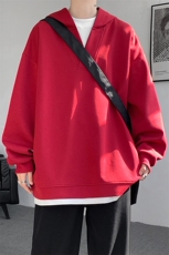8XL-M叠穿假两件卫衣重磅连帽V领拼接套头衫宽松大码外套WY006P65，男装卫衣，电商B312