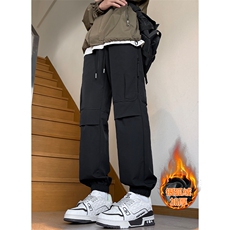 薄款改加绒冬季银狐绒大码束脚阔腿裤男K1690J加绒-特P40控68，男装卫衣，电商A001