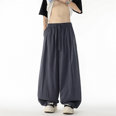 8XL-M亚麻弯刀裤直筒阔腿裤子男夏季宽松大码运动灯笼裤KZ068P60，男装休闲裤，电商B312