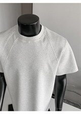 抖音得物高品质二开270G重磅美式高街曼巴棉螺纹拼接短袖T恤，男装T恤，电商A486