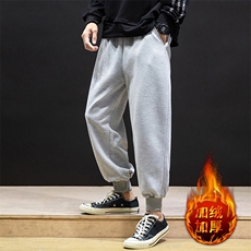 K12099-P40加绒P50束脚纯棉运动裤男士休闲裤大码宽松卫裤男，男装休闲裤，电商A040A