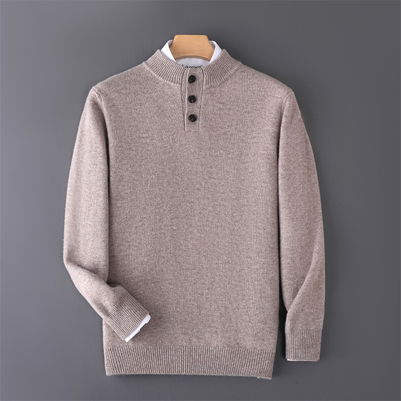 2025百搭时尚七针系扣半高领羊毛衫，男装羊毛衫，牧圣羊绒