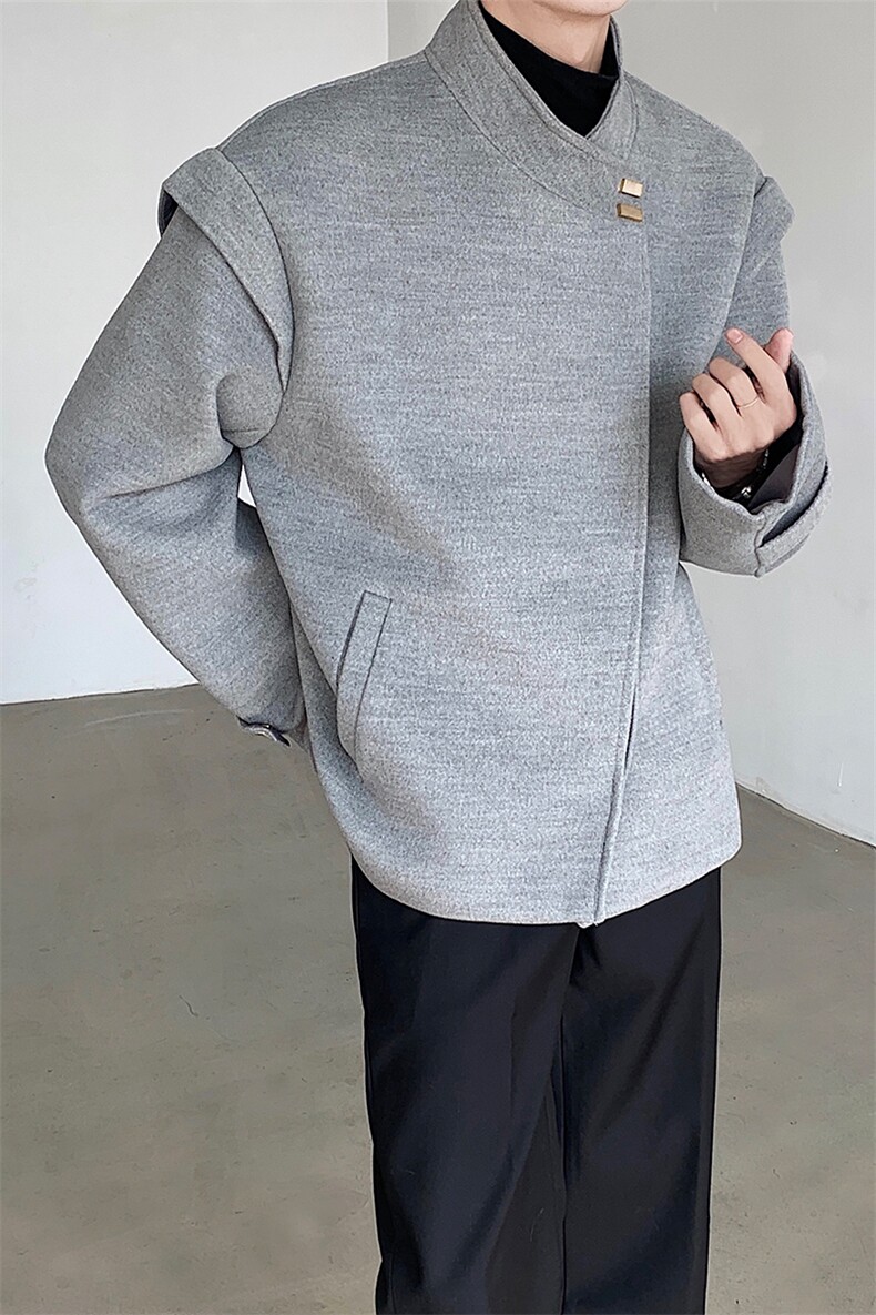 斜门襟毛呢夹克cleanfit冬季韩版高级感廓形宽松外套男WT68-P135,男装夹克,星座512-1（原513-3）