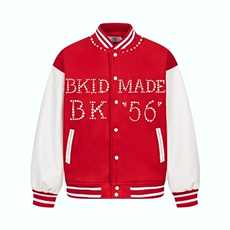 美式珍珠红色拼接棒球服男女春秋季新款夹克立领外套HH513P74，男装夹克，星座1013-5