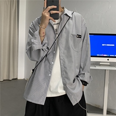 春季新款2024条纹长袖衬衣港风宽松衬衫情侣薄外套男春装A33-P53，男装衬衫，电商A233-1