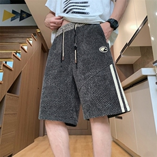 夏季休闲短裤男潮流时尚斜条纹五分裤户外宽松沙滩裤-L38-P28，男装牛仔裤，星座310B-3