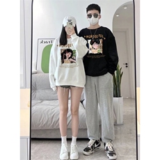 圆领重磅卡通印花不一样情侣装男女大码学生潮牌卫衣W6150-P43，男装卫衣，星座1109-3